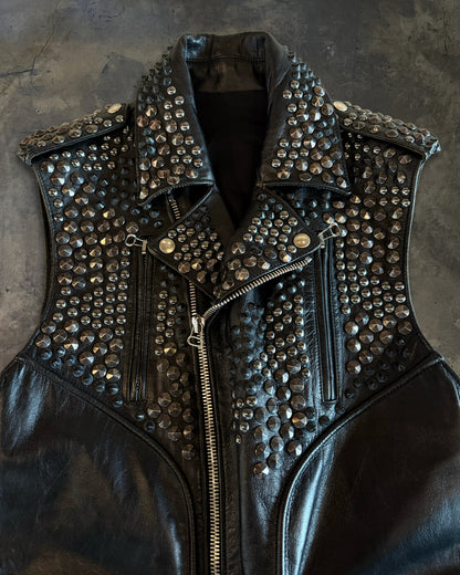 BALMAIN HOMME SS2011 HORSE LEATHER STUDDED BIKER VEST