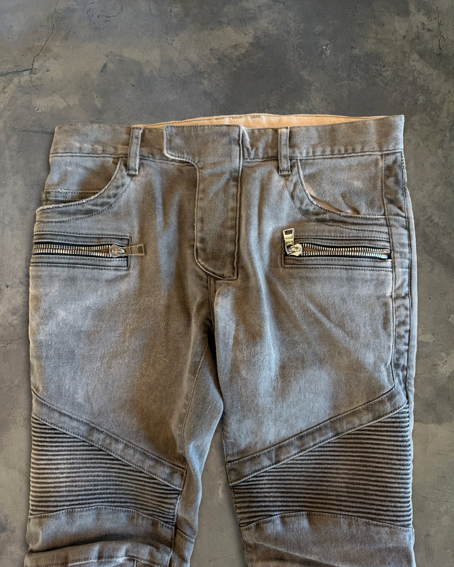 BALMAIN FW2014 FADED BIKER DENIM
