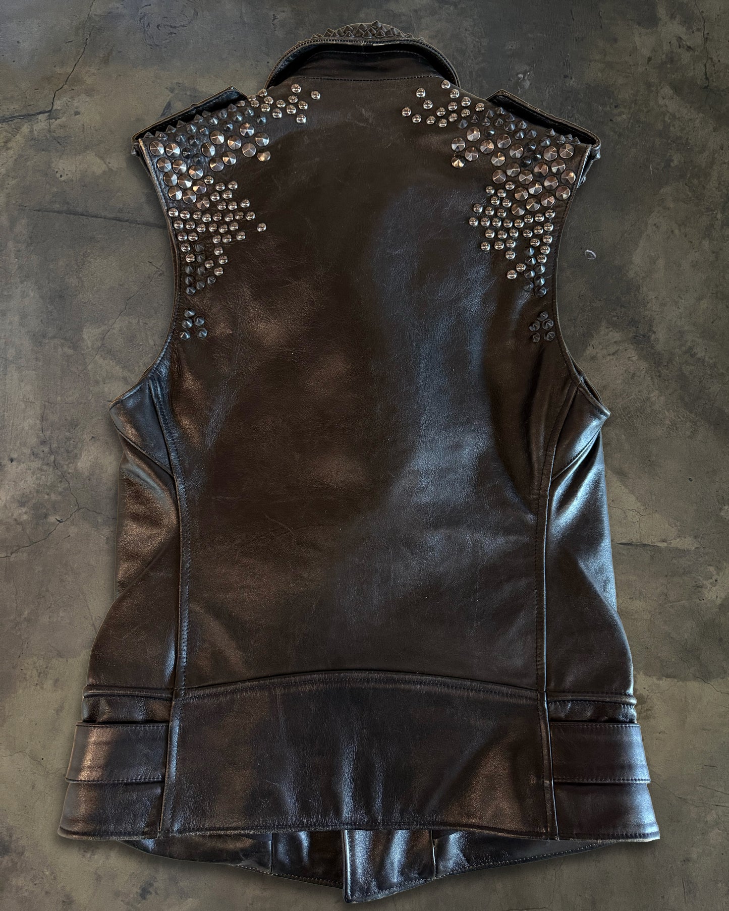BALMAIN HOMME SS2011 HORSE LEATHER STUDDED BIKER VEST
