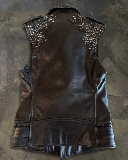 BALMAIN HOMME SS2011 HORSE LEATHER STUDDED BIKER VEST