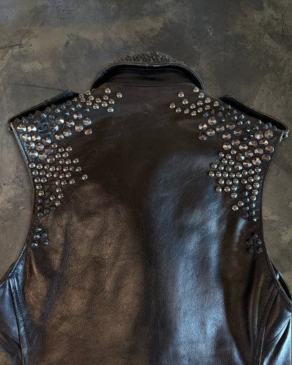 BALMAIN HOMME SS2011 HORSE LEATHER STUDDED BIKER VEST