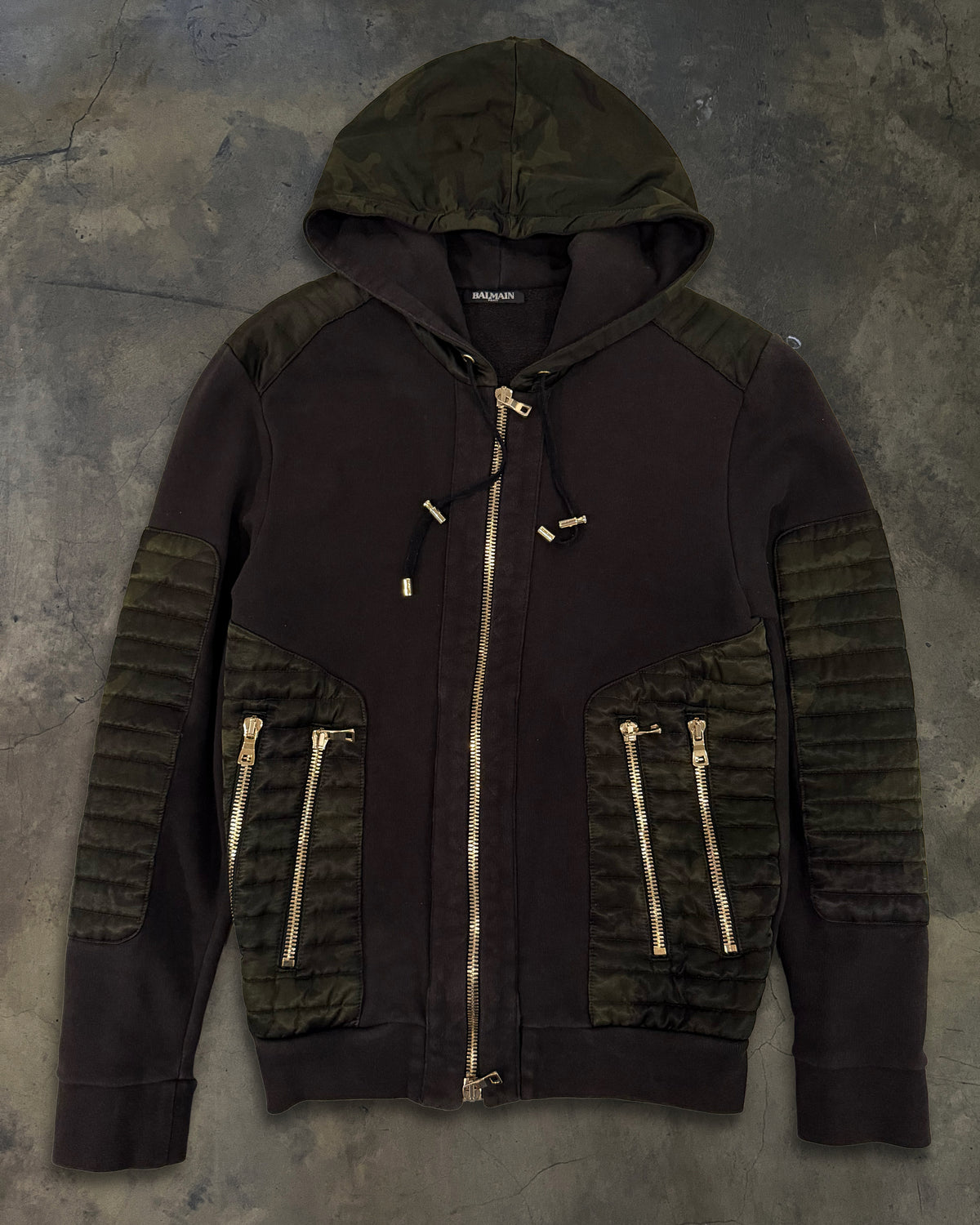 BALMAIN 2010 OBSCURE CAMO ZIP UP HOODIE