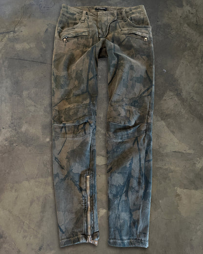 BALMAIN CAMO BIKER DENIM