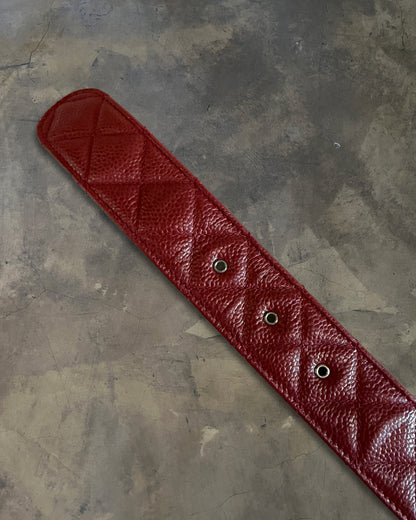 CHANEL 2013 PIG BLOOD QUILTED CC CAVIAR BELT