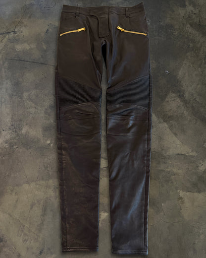 BALMAIN LAMBSKIN BIKER DENIM