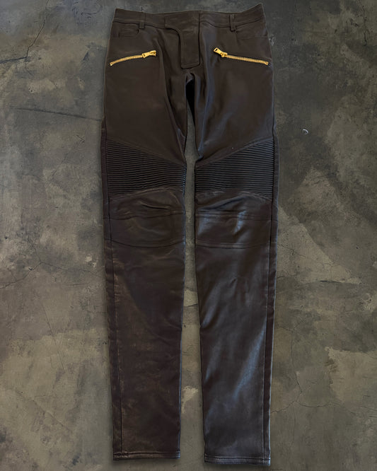 BALMAIN LAMBSKIN BIKER DENIM
