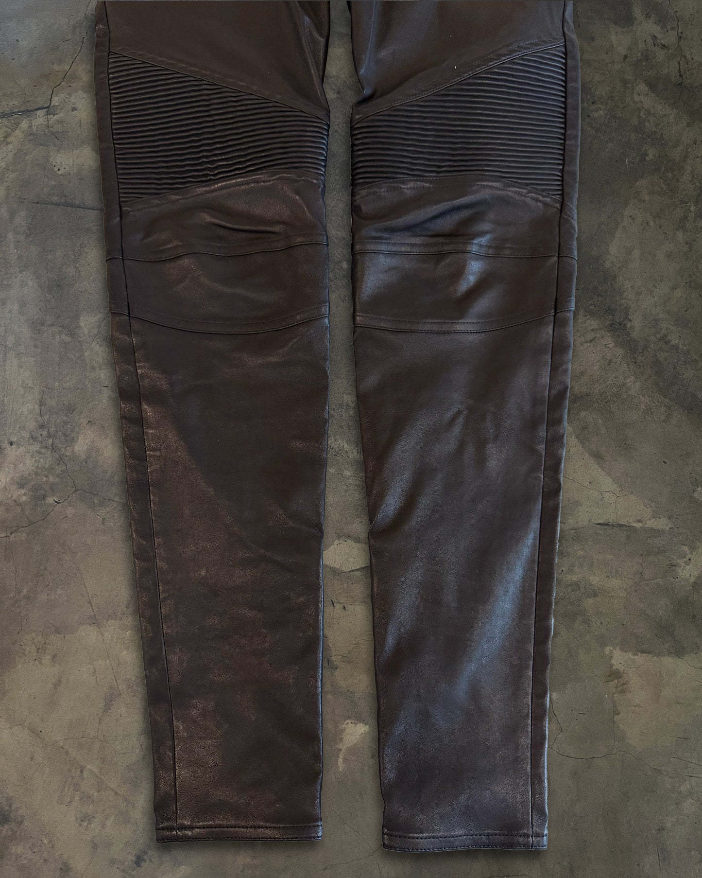 BALMAIN LAMBSKIN BIKER DENIM