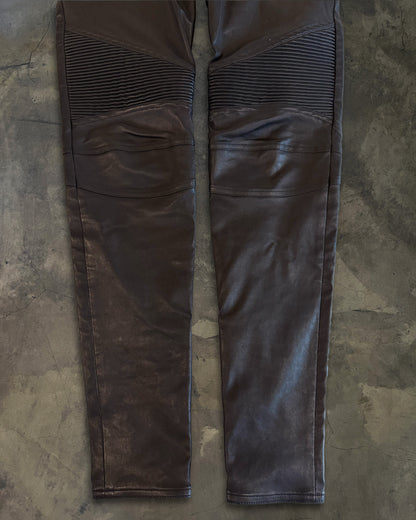 BALMAIN LAMBSKIN BIKER DENIM