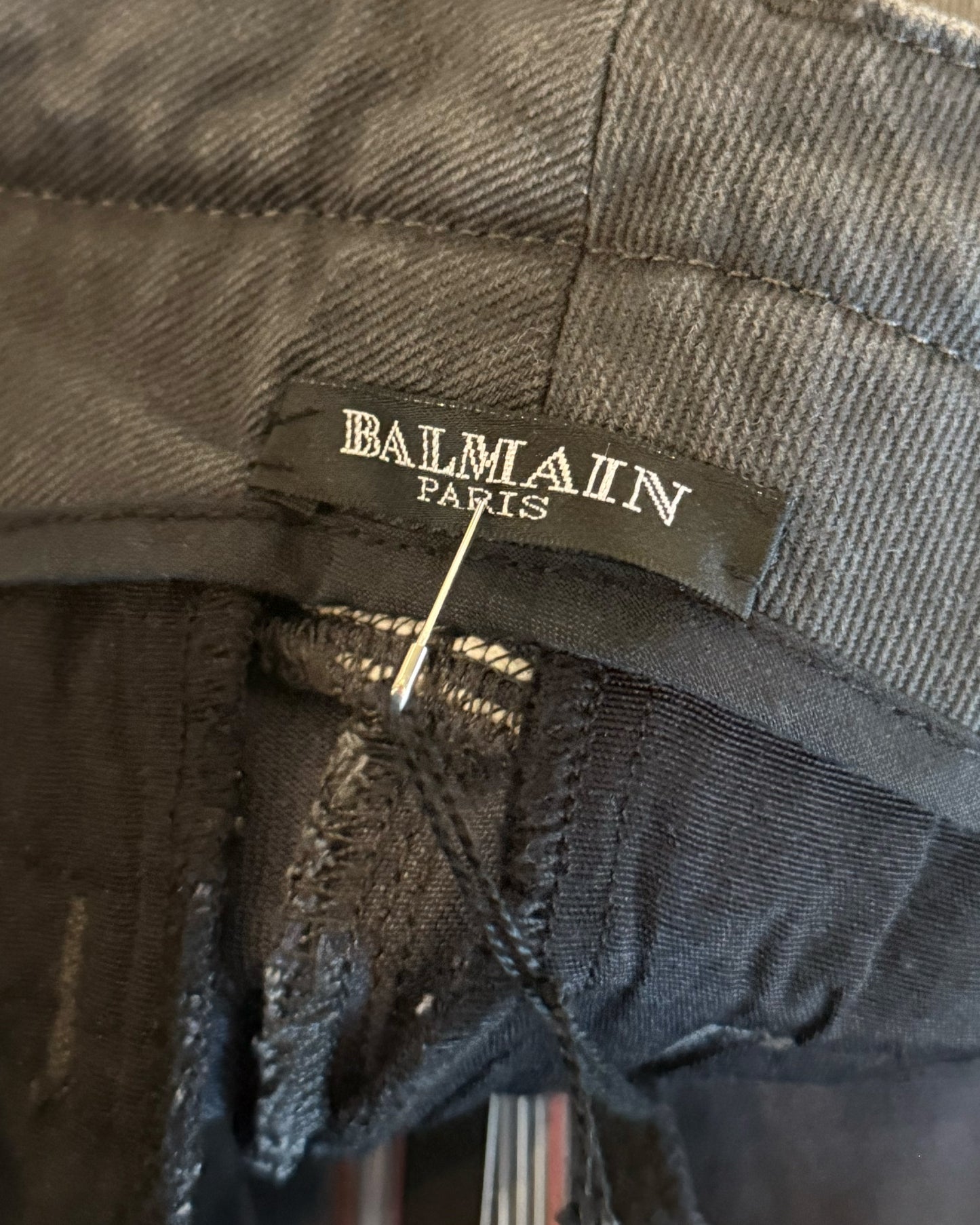 BALMAIN FADED BIKER DENIM
