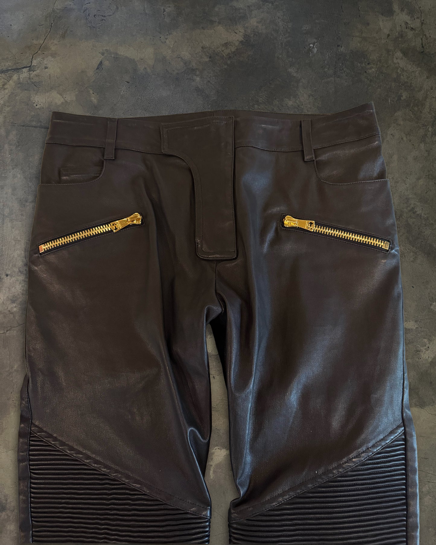 BALMAIN LAMBSKIN BIKER DENIM