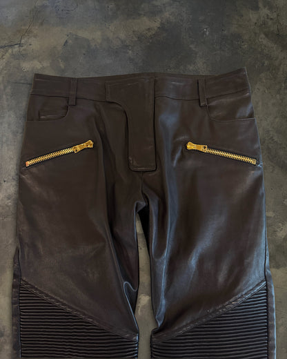 BALMAIN LAMBSKIN BIKER DENIM