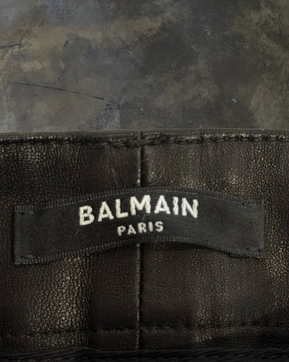 BALMAIN LAMBSKIN BIKER DENIM