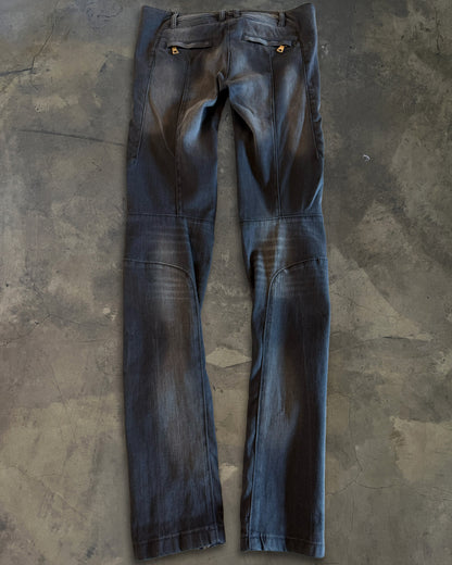BALMAIN FADED BIKER DENIM