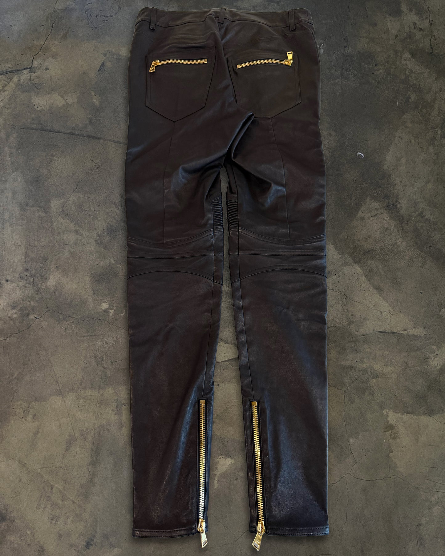 BALMAIN LAMBSKIN BIKER DENIM