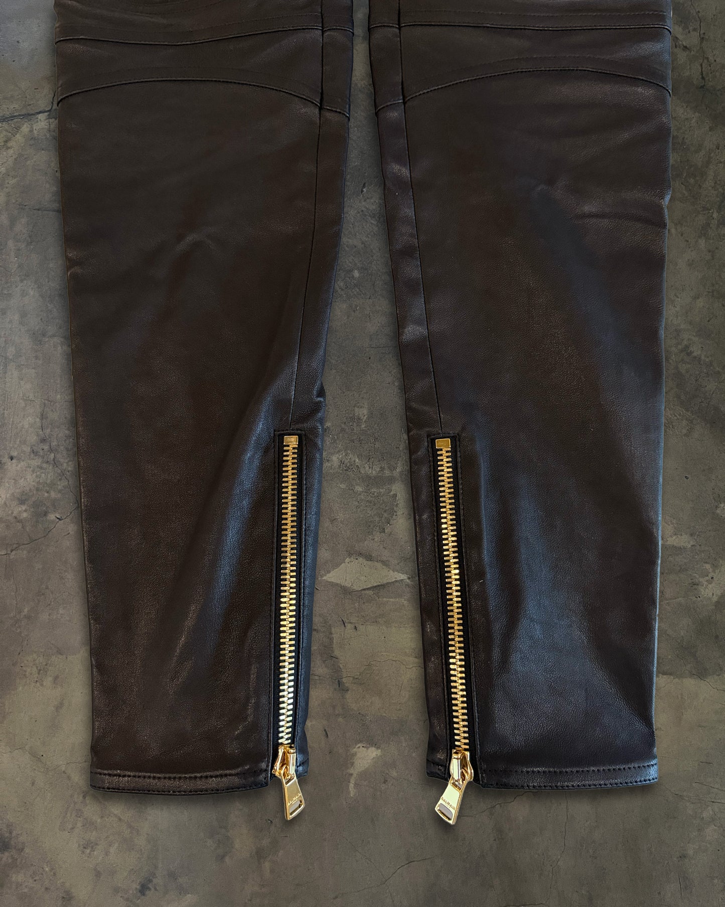 BALMAIN LAMBSKIN BIKER DENIM