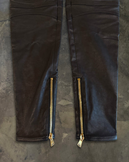 BALMAIN LAMBSKIN BIKER DENIM