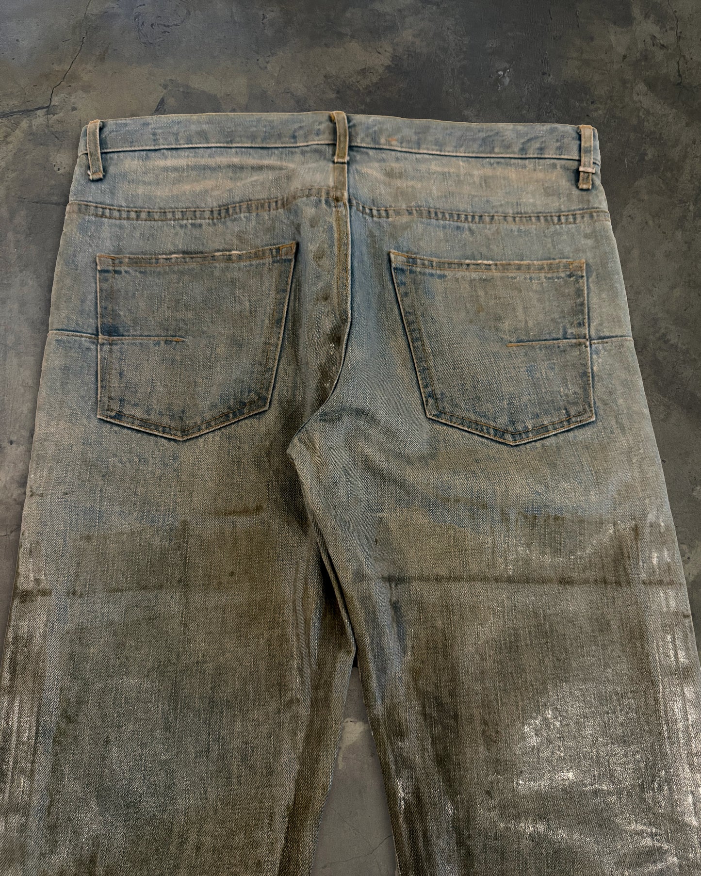 DIOR HOMME SS2004 BLEU CLAIRE WAXED DENIM