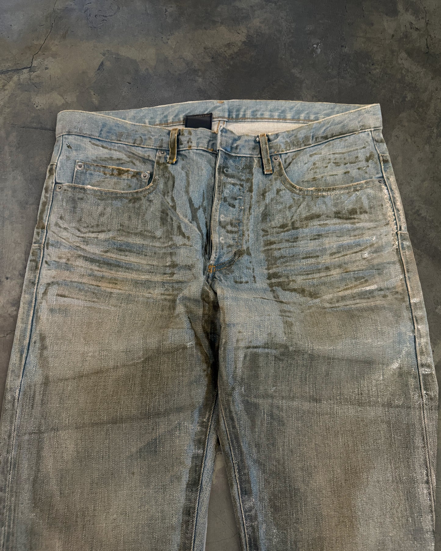 DIOR HOMME SS2004 BLEU CLAIRE WAXED DENIM