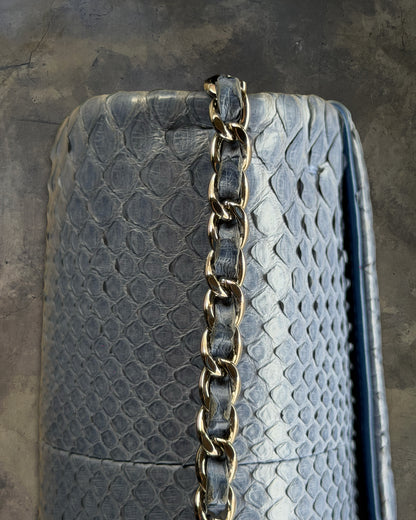 CHANEL 2012 BLUE PYTHON CLASSIC FLAP CLUTCH WITH CHAIN