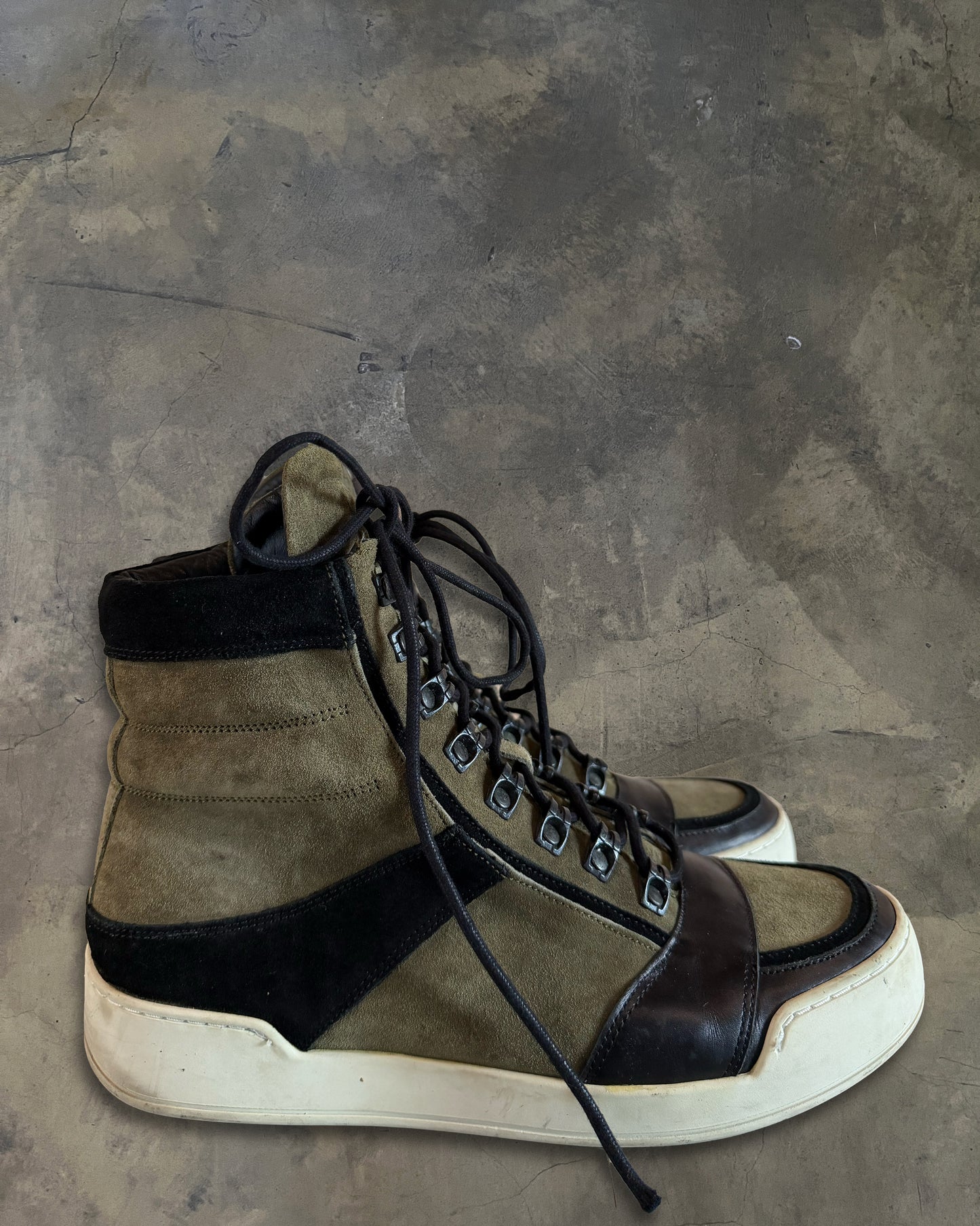 BALMAIN X H&M AW2015 KHAKI SUEDE LEATHER HIGH TOPS