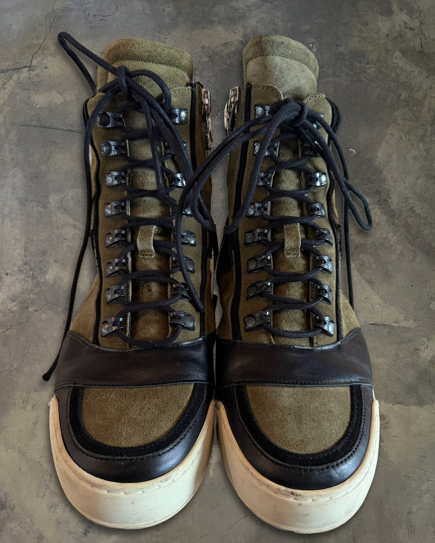 BALMAIN X H&M AW2015 KHAKI SUEDE LEATHER HIGH TOPS