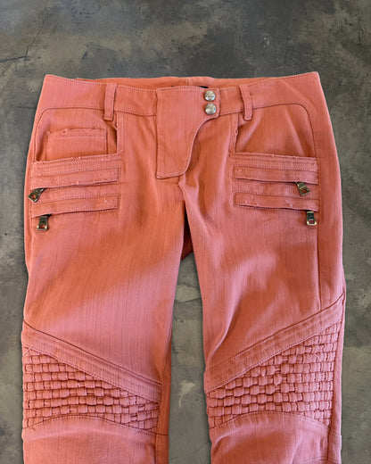 BALMAIN PINK BIKER DENIM