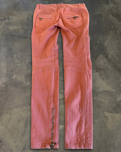 BALMAIN PINK BIKER DENIM