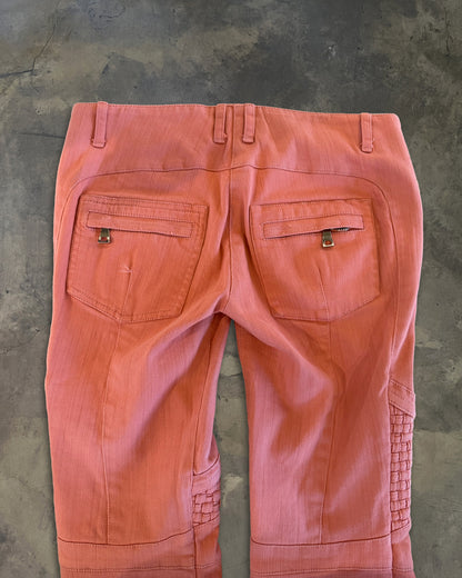 BALMAIN PINK BIKER DENIM