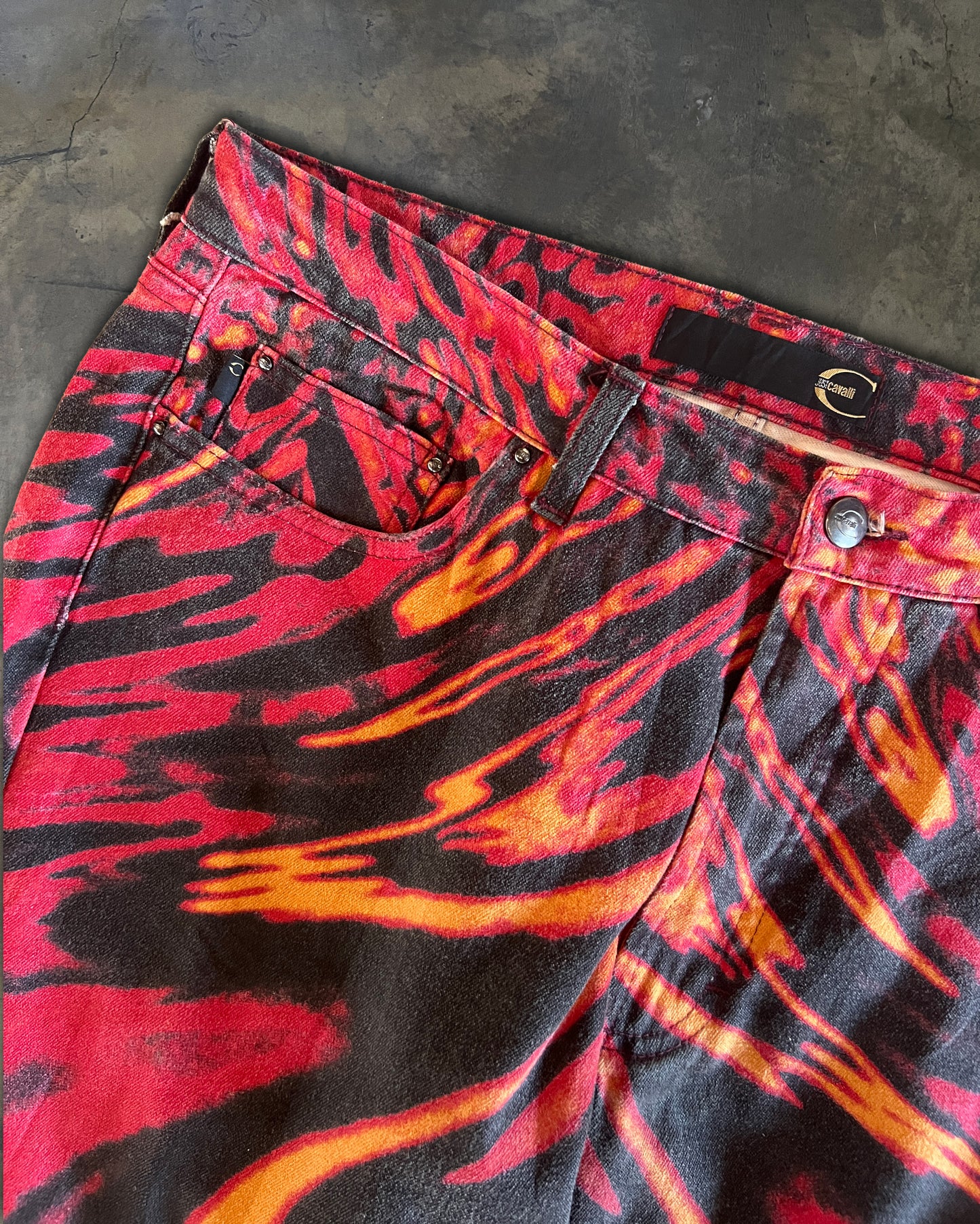 JUST CAVALLI SS2002 RED EVIL HALLUCINATION PANTS