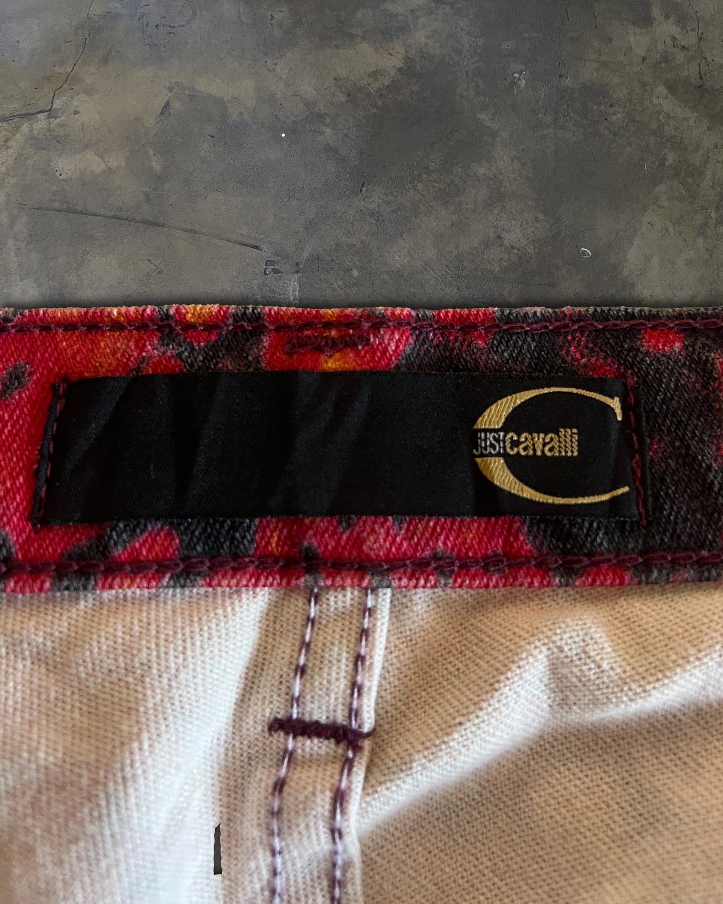 JUST CAVALLI SS2002 RED EVIL HALLUCINATION PANTS