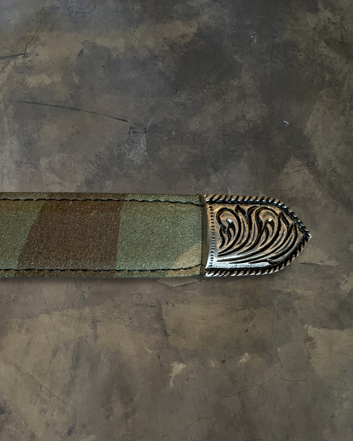 SAINT LAURENT CAMO SUEDE WESTERN BELT