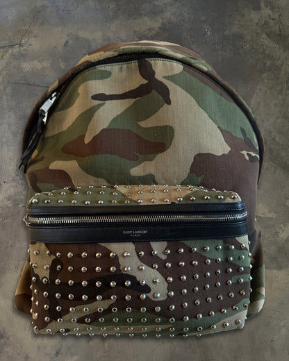 SAINT LAURENT CAMO STUDDED BACKPACK
