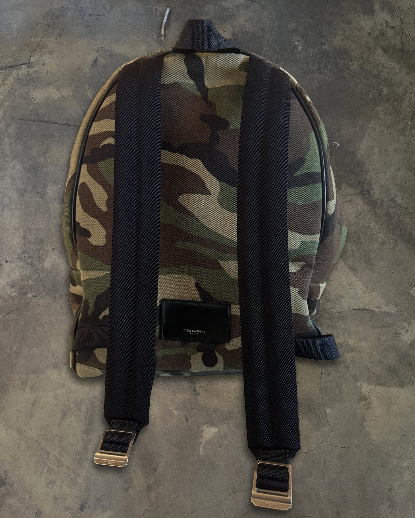 SAINT LAURENT CAMO STUDDED BACKPACK