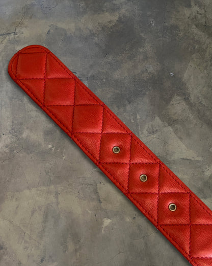 CHANEL PIRU RED QUILTED CC BELT