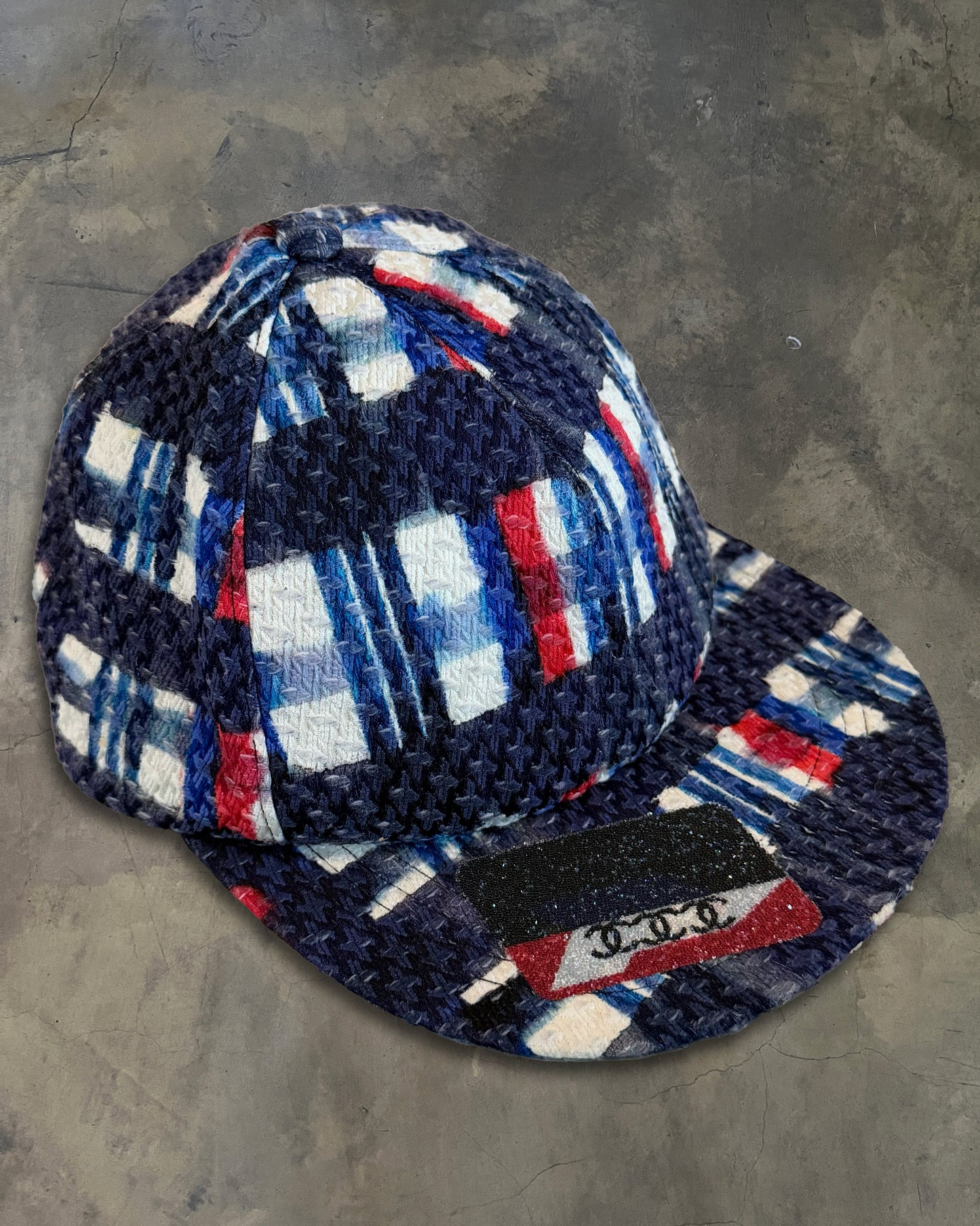 CHANEL 2000'S LOGO APPLIQUÉ FLAT BRIMMED BASEBALL CAP