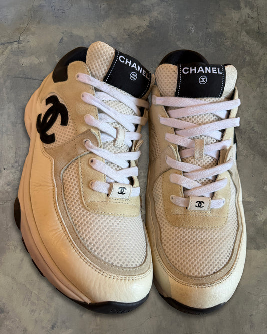 CHANEL MESH SUEDE CALFSKIN CC SNEAKERS