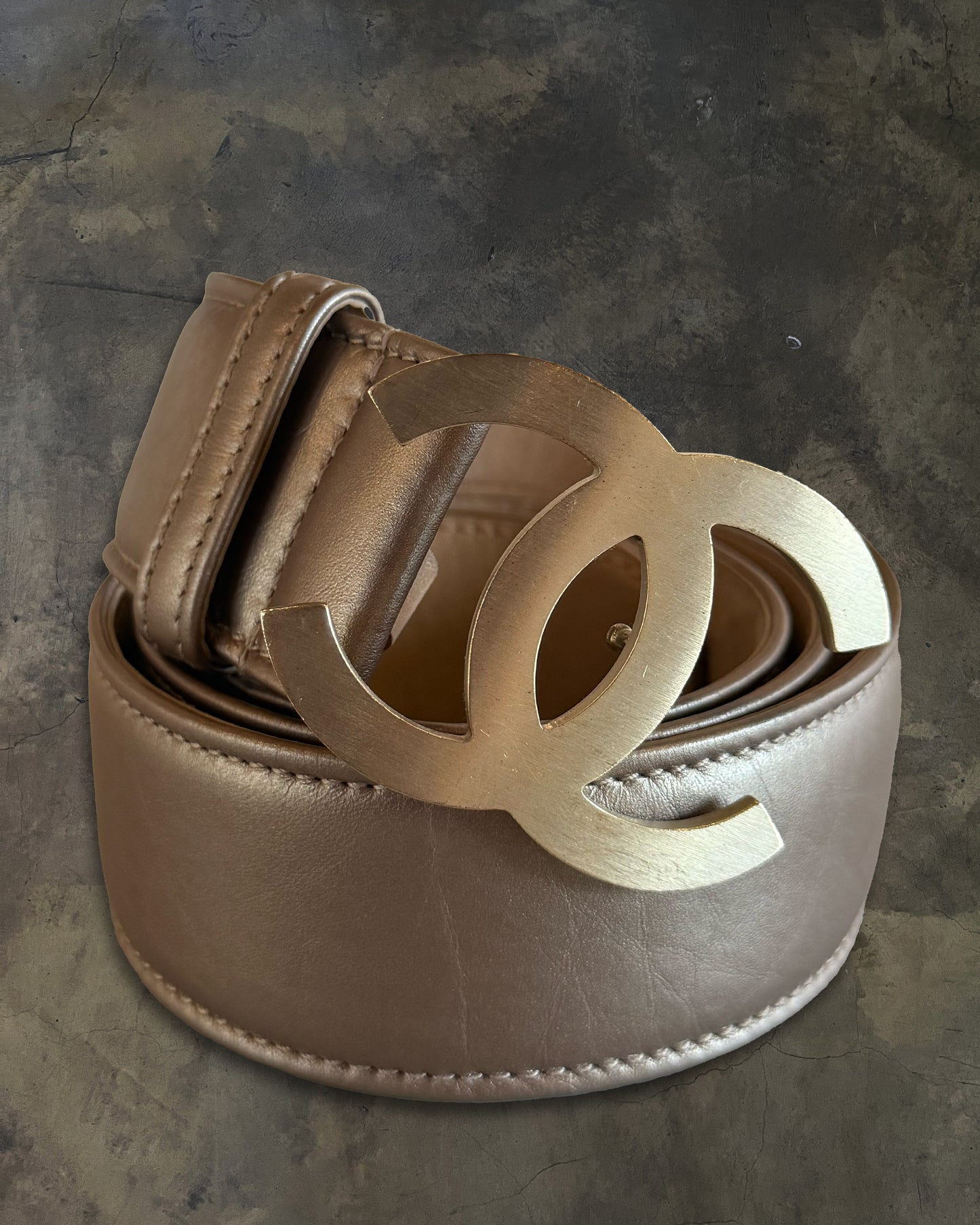 CHANEL BRONZE LAMBSKIN CC BELT