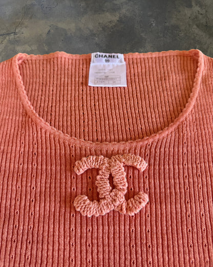 CHANEL SS2009 PEACH RIB KNIT TOP