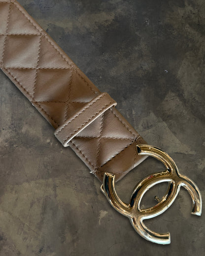 CHANEL BEIGE GRISÉ QUILTED LAMBSKIN BELT