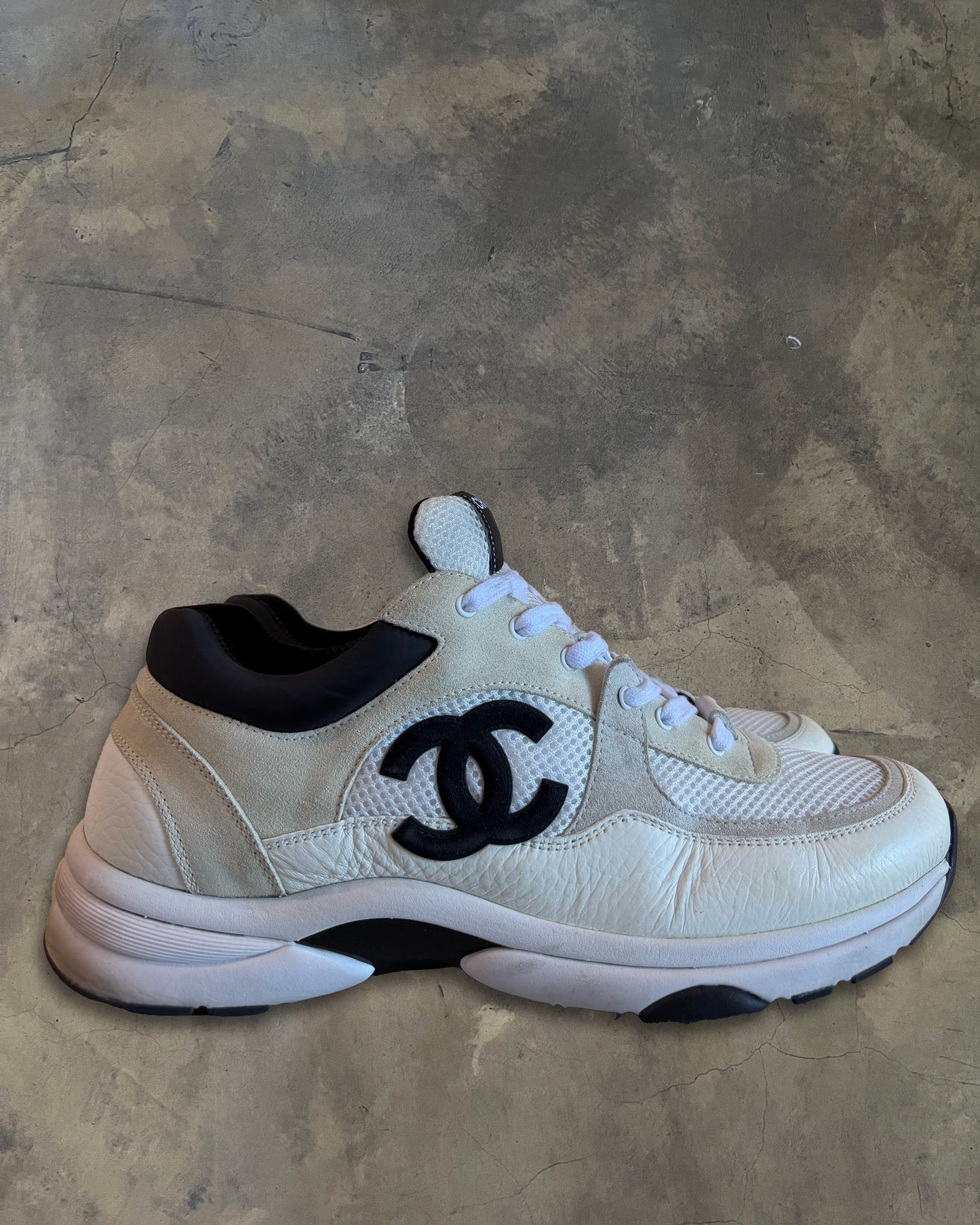 CHANEL MESH SUEDE CALFSKIN CC SNEAKERS