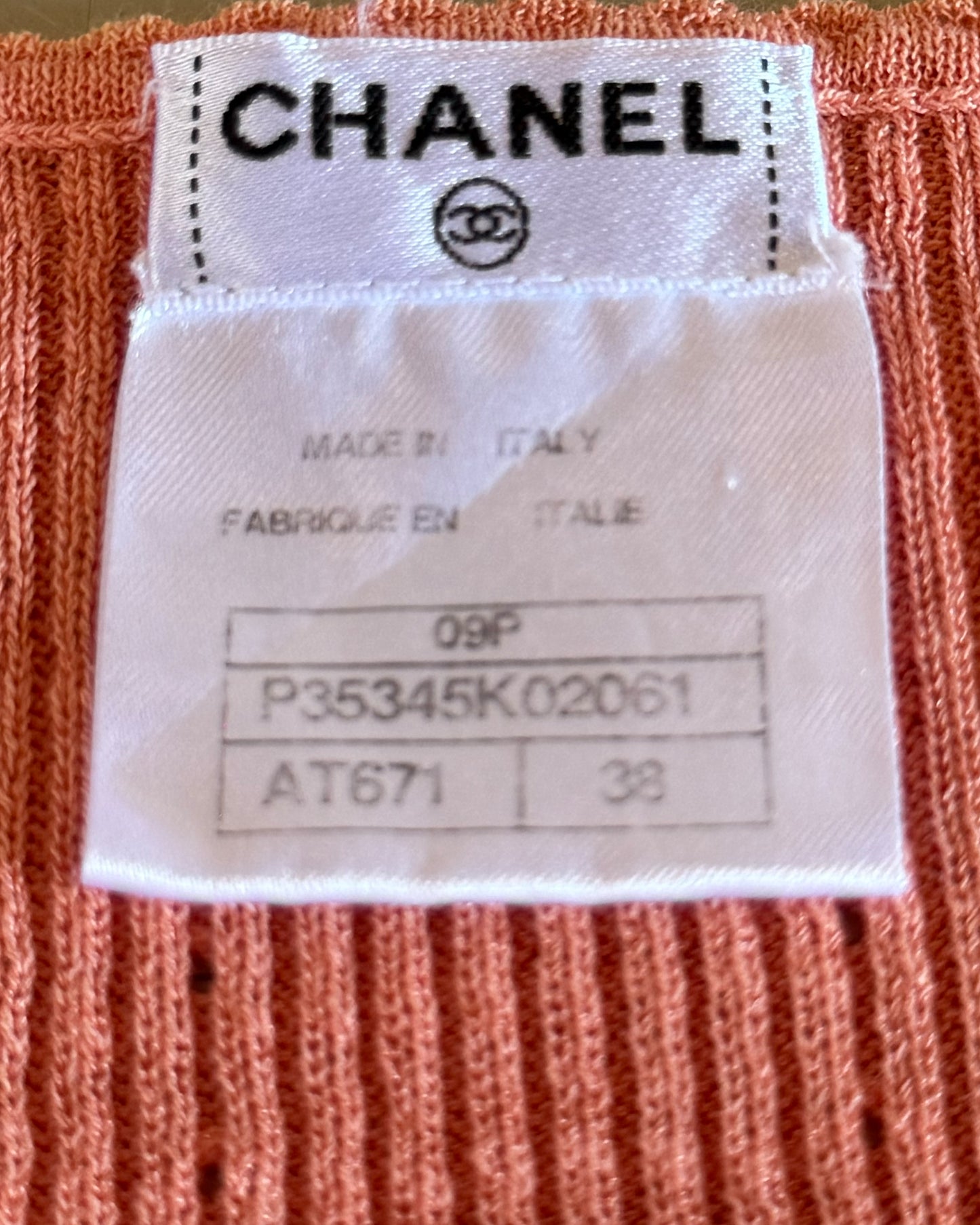 CHANEL SS2009 PEACH RIB KNIT TOP