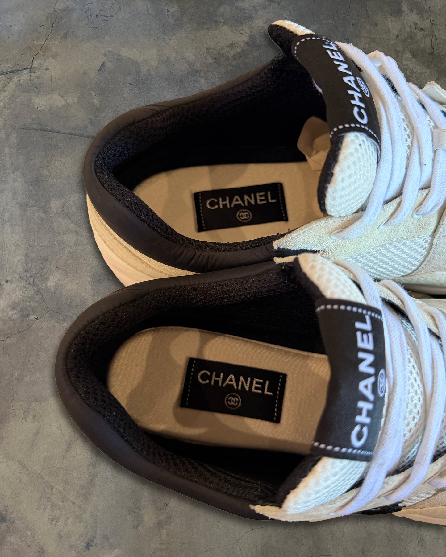 CHANEL MESH SUEDE CALFSKIN CC SNEAKERS