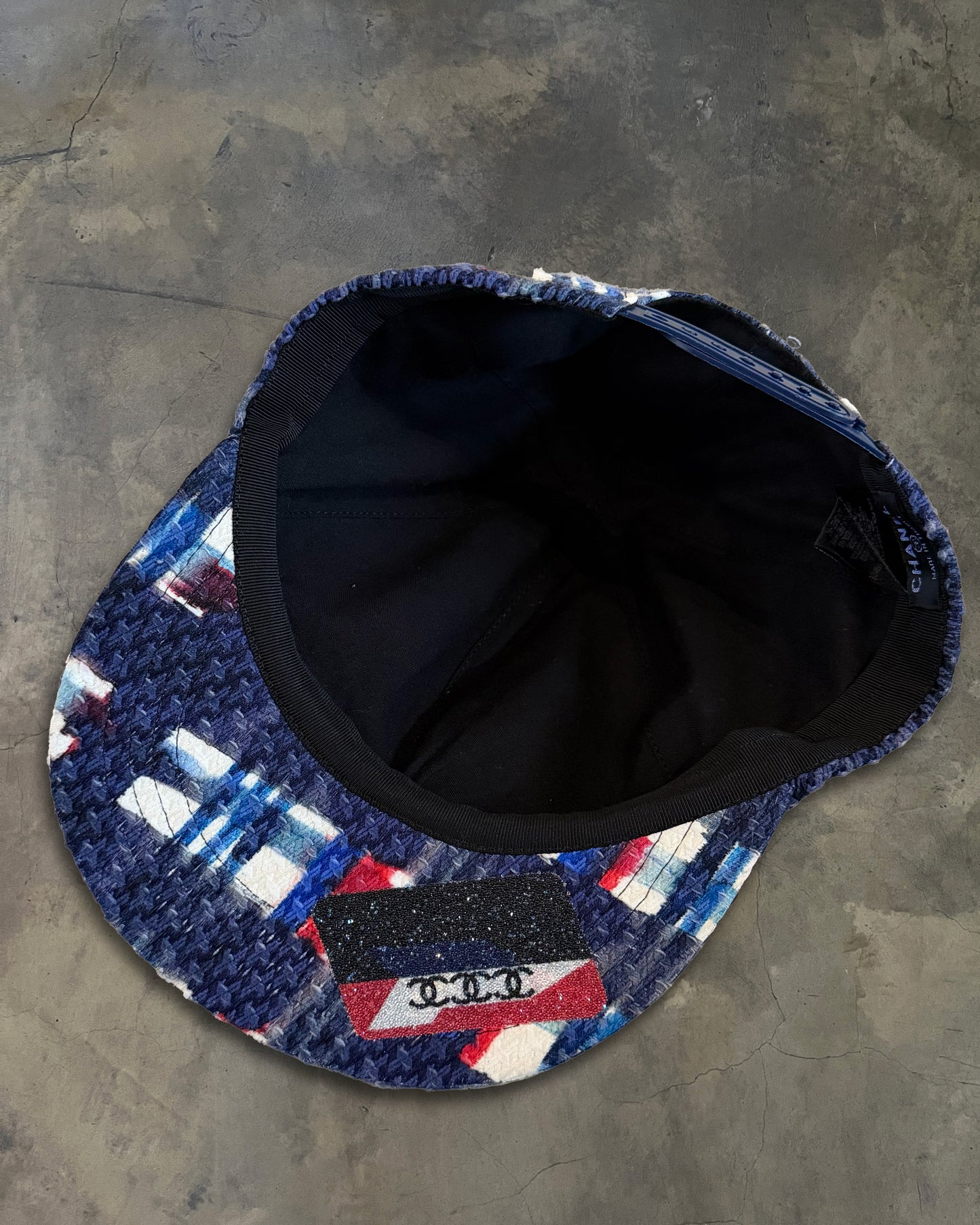 CHANEL 2000'S LOGO APPLIQUÉ FLAT BRIMMED BASEBALL CAP