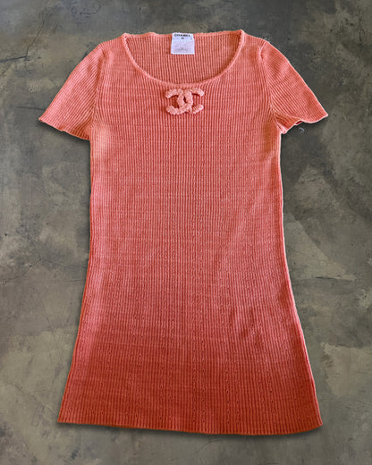 CHANEL SS2009 PEACH RIB KNIT TOP