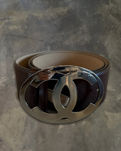 CHANEL BROWN CALFSKIN OVAL CC BELT