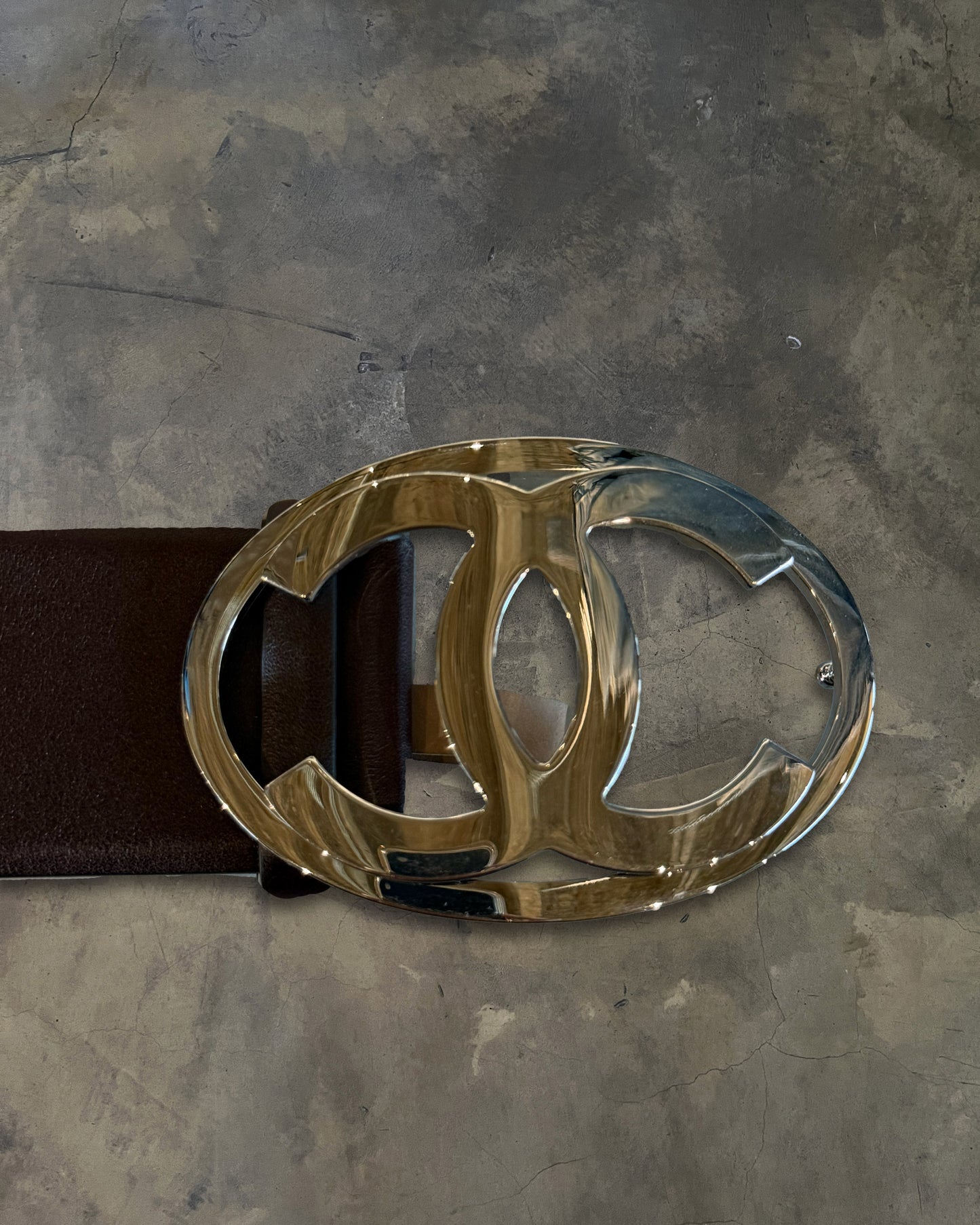 CHANEL BROWN CALFSKIN OVAL CC BELT
