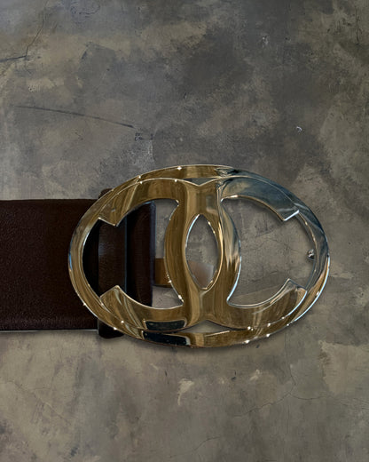 CHANEL BROWN CALFSKIN OVAL CC BELT