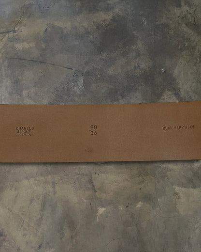 CHANEL BROWN CALFSKIN OVAL CC BELT