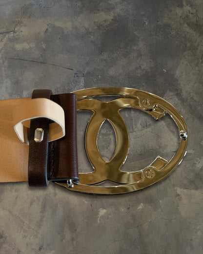CHANEL BROWN CALFSKIN OVAL CC BELT