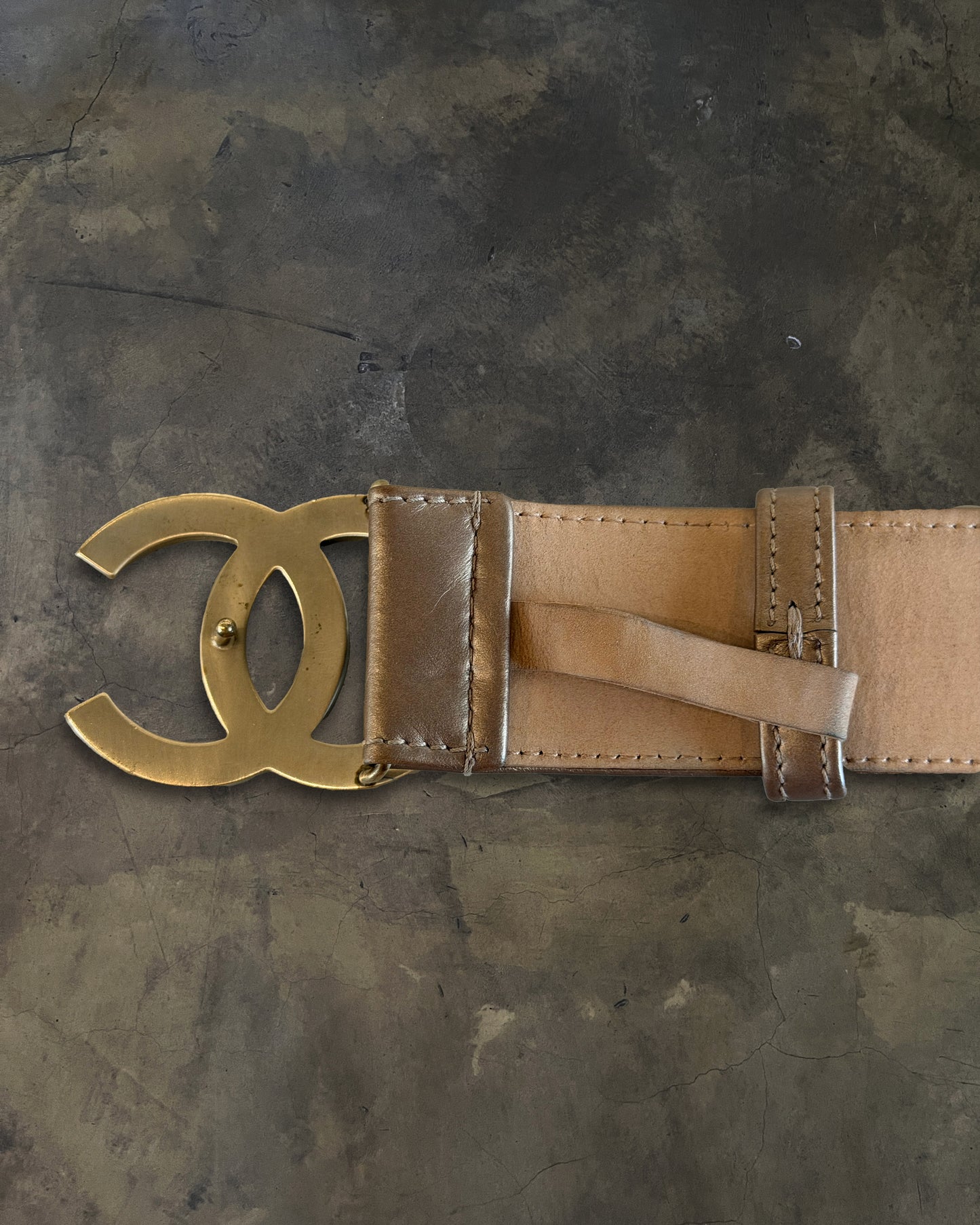 CHANEL BRONZE LAMBSKIN CC BELT